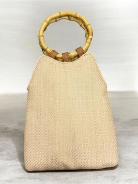 Street Level Bamboo Loop Handles Woven Crossbody Bag Hobo Mini Purse